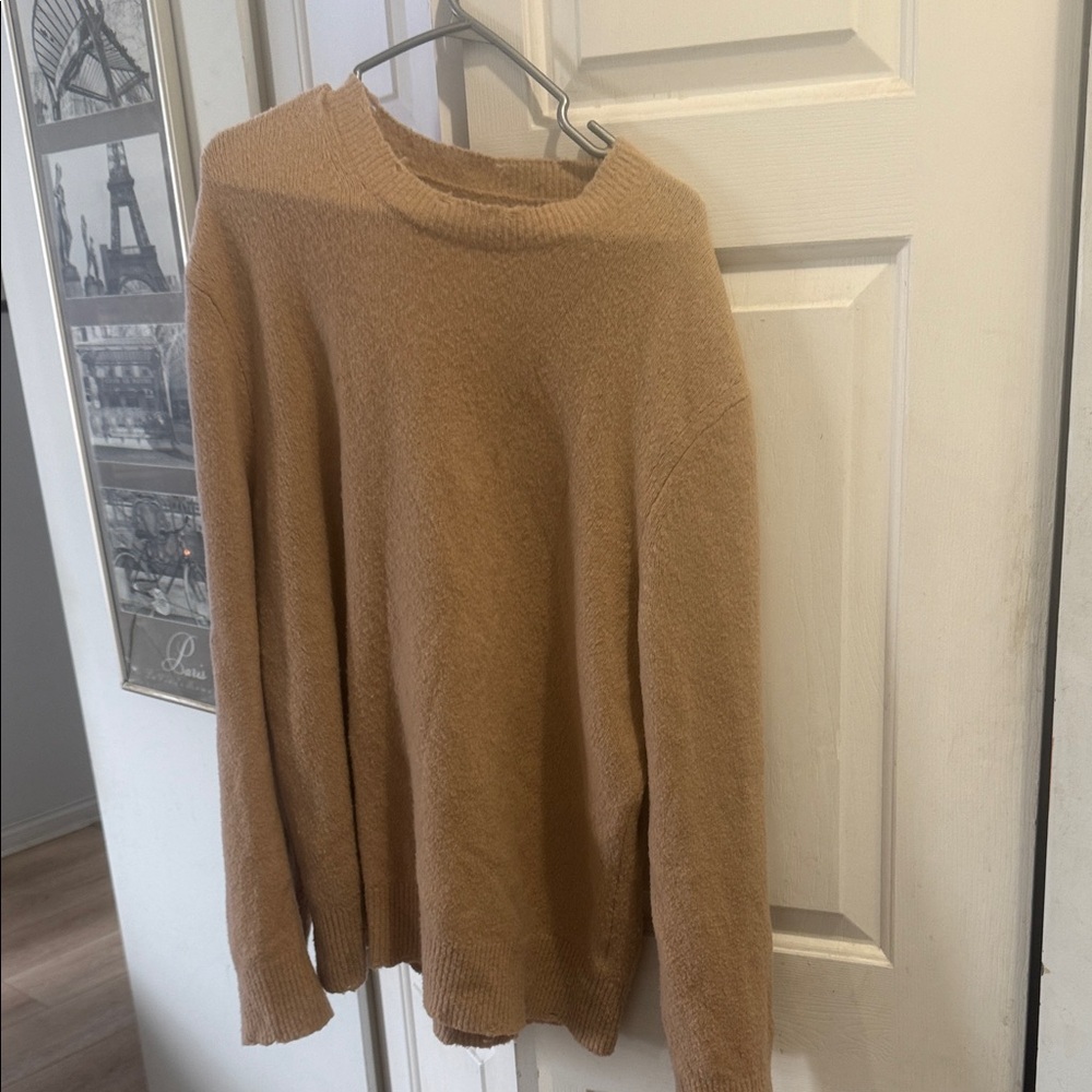All Saints Men's Tan Crewneck Knit Sweater